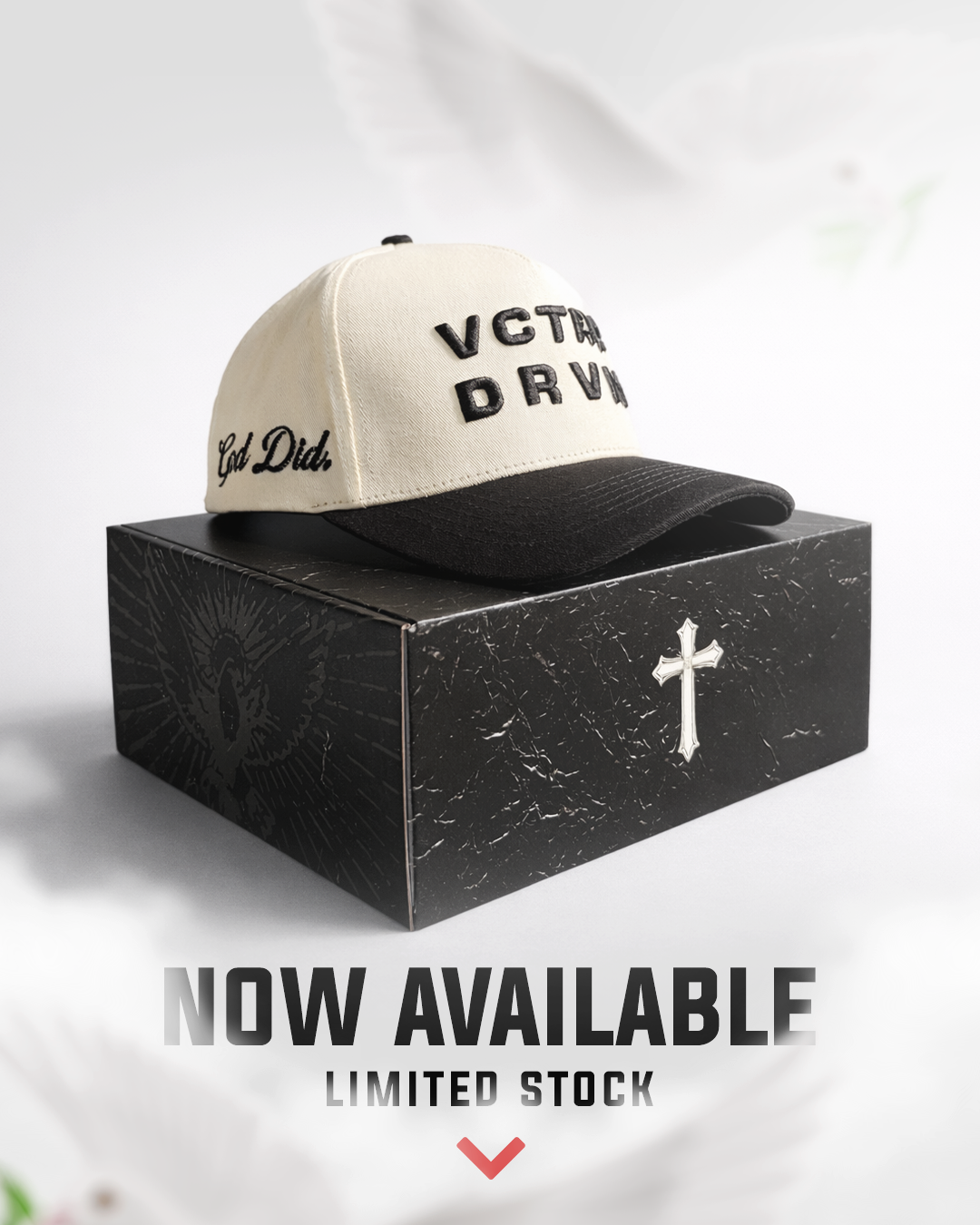 God Did - 5-Panel Hat - Cream/Black