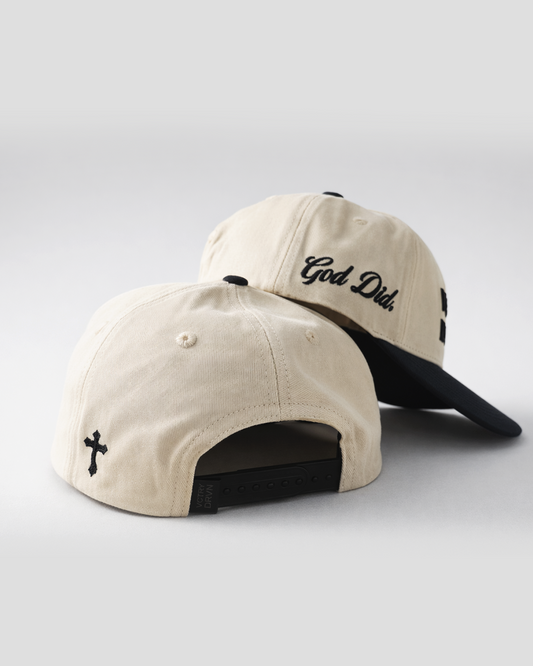 God Did - 5-Panel Hat - Cream/Black
